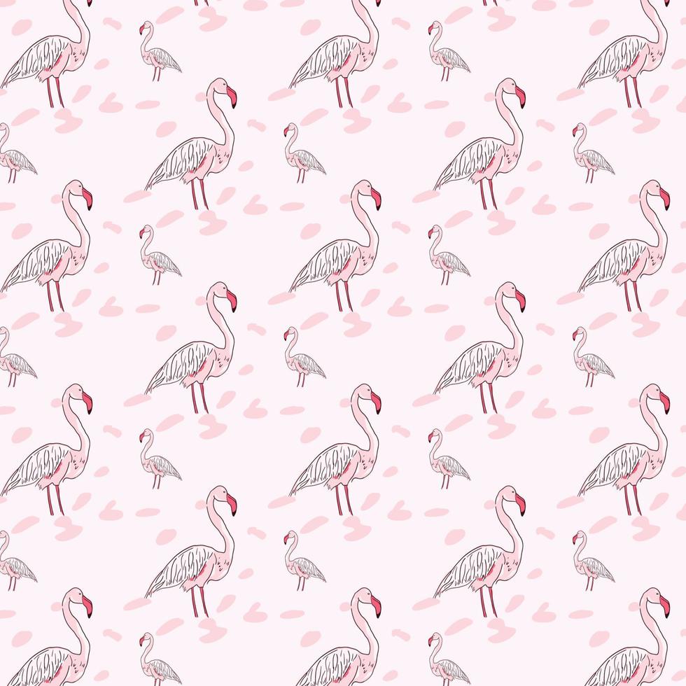 Flamingo hand drawn pattern vector