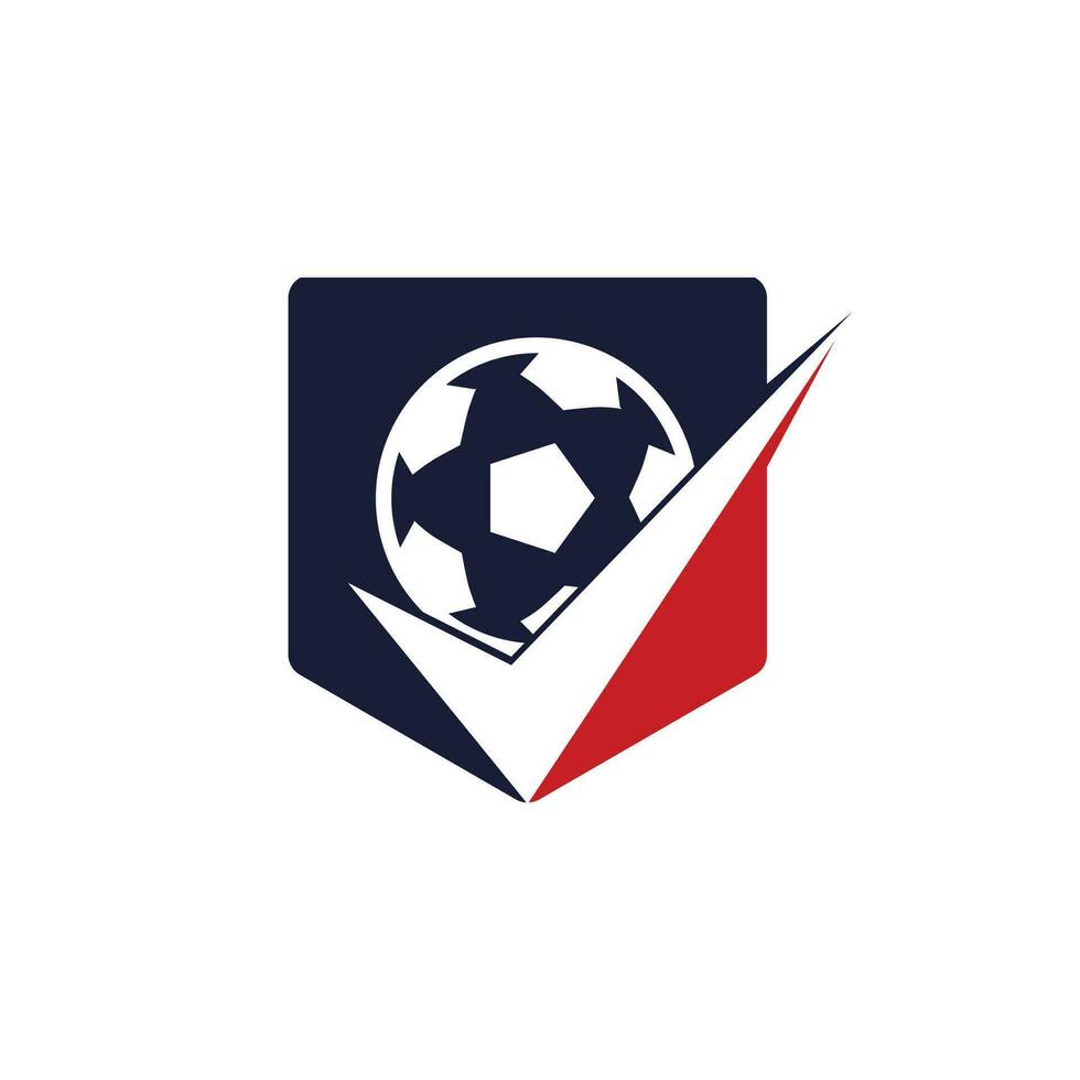 Compruebe el diseño del logotipo del vector de fútbol. balón de fútbol y logotipo de icono de garrapata.