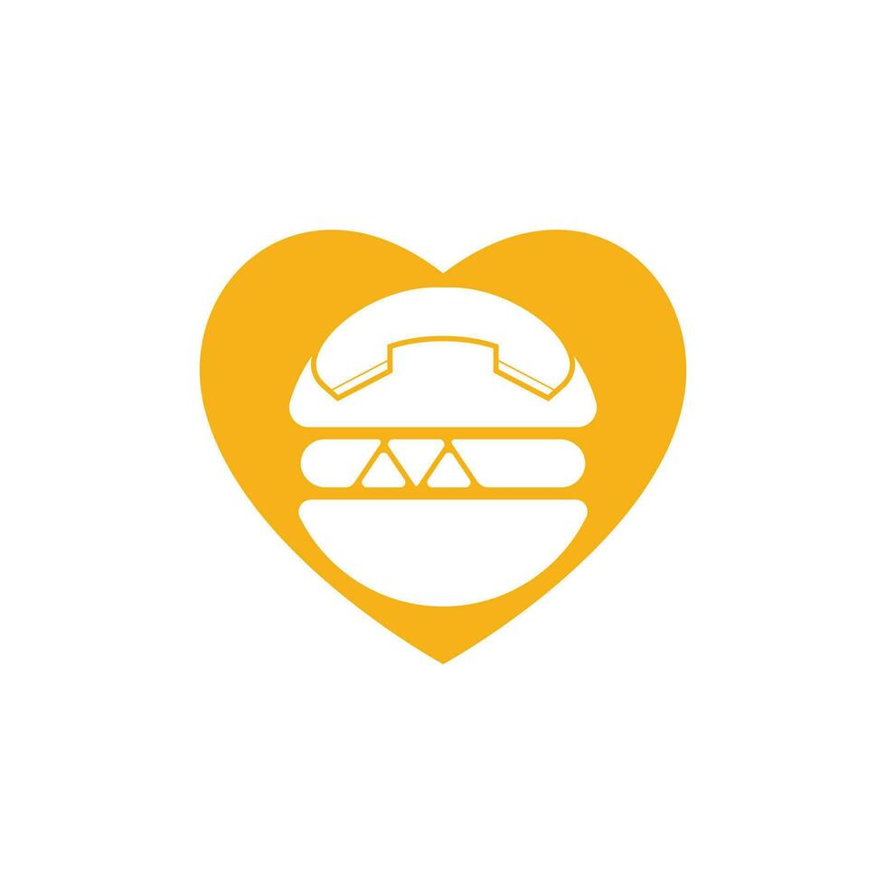 Food call logo design. Burger delivery logo concept. Hamburger and handset icon. vector