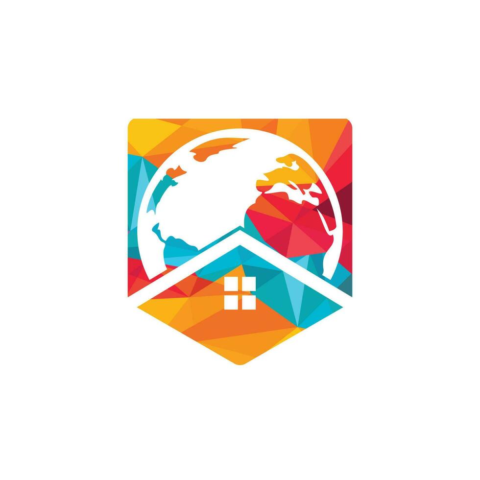 Global home vector logo design template. World house vector logo design concept.