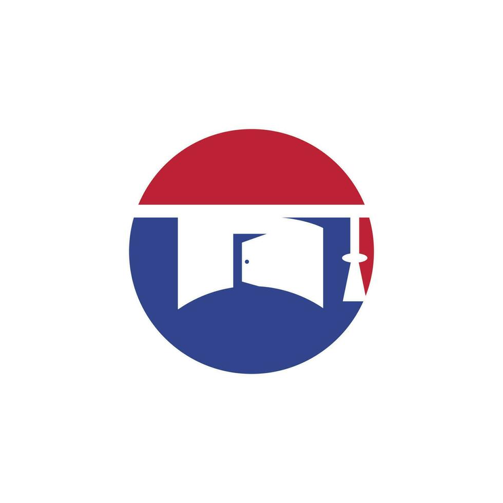 diseño del logotipo del vector de la escuela de educación. gorra de graduación y diseño de icono de habitación.