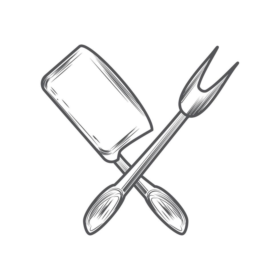 cleaver knife and fork vector