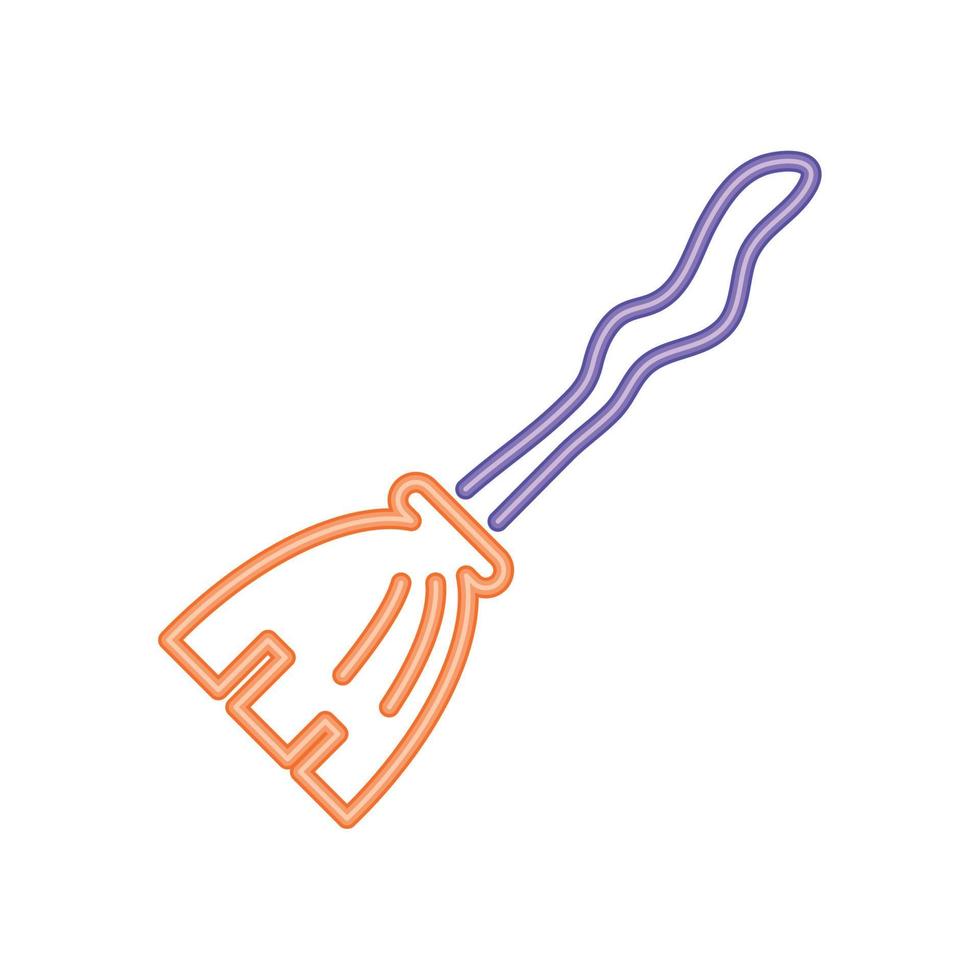 witch broom neon vector
