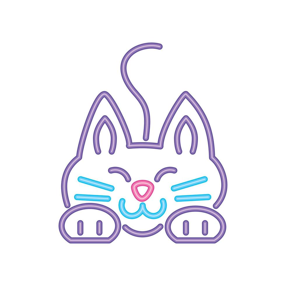 neon cute cat vector