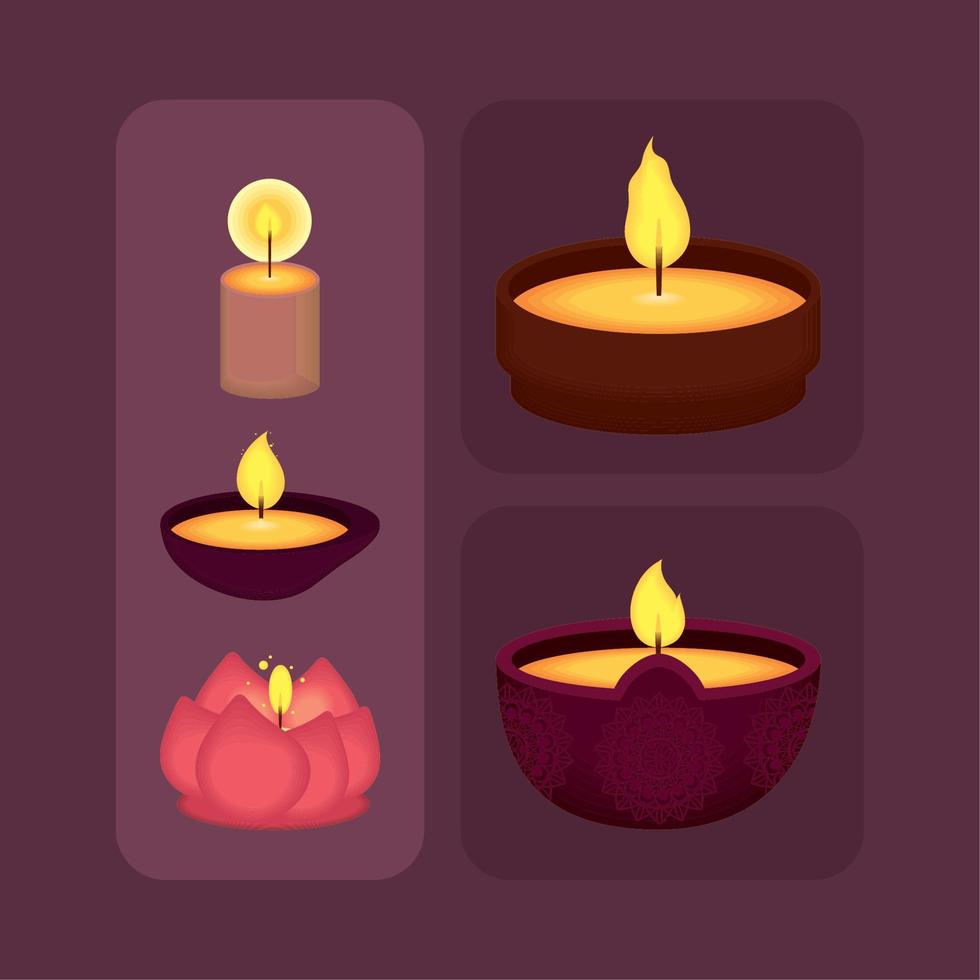 diwali diya lámparas vector