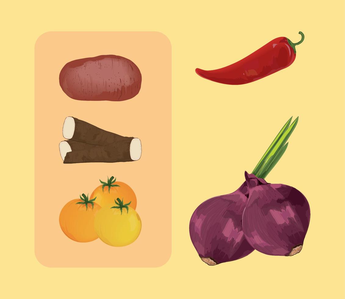 set of vegetables vector