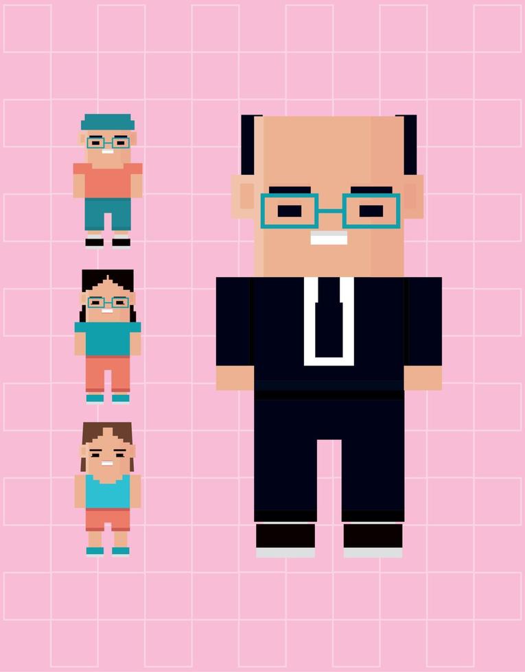 people pixel 8 bits, icon vector