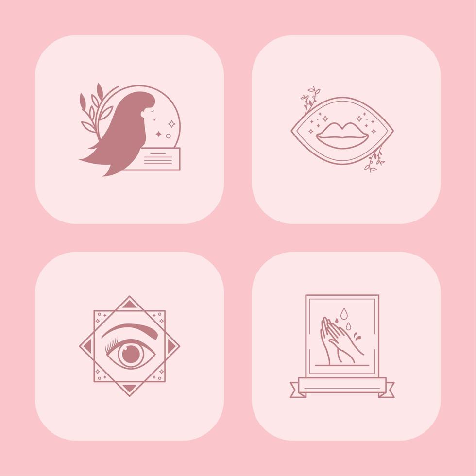 set of beauty badge vector