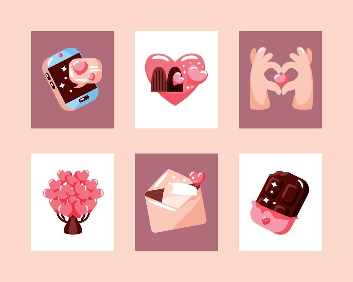 icons set of love vector