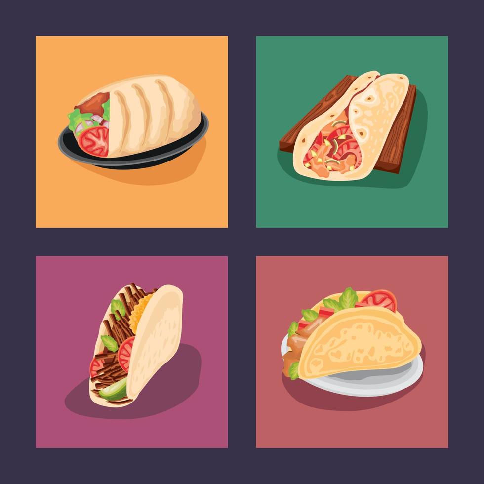 set of taco day vector