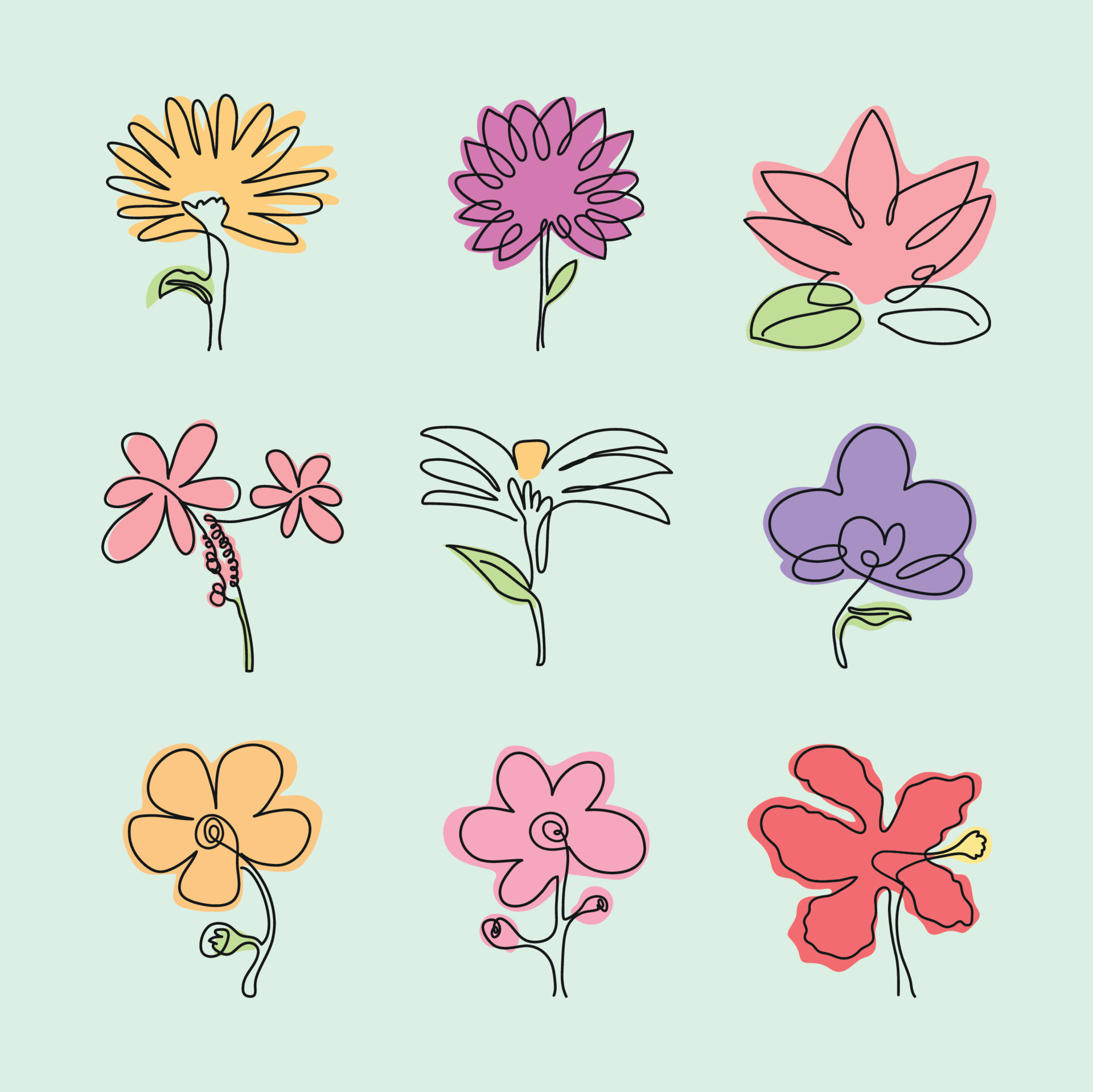 icons one line flowers 11408221 Vector Art at Vecteezy