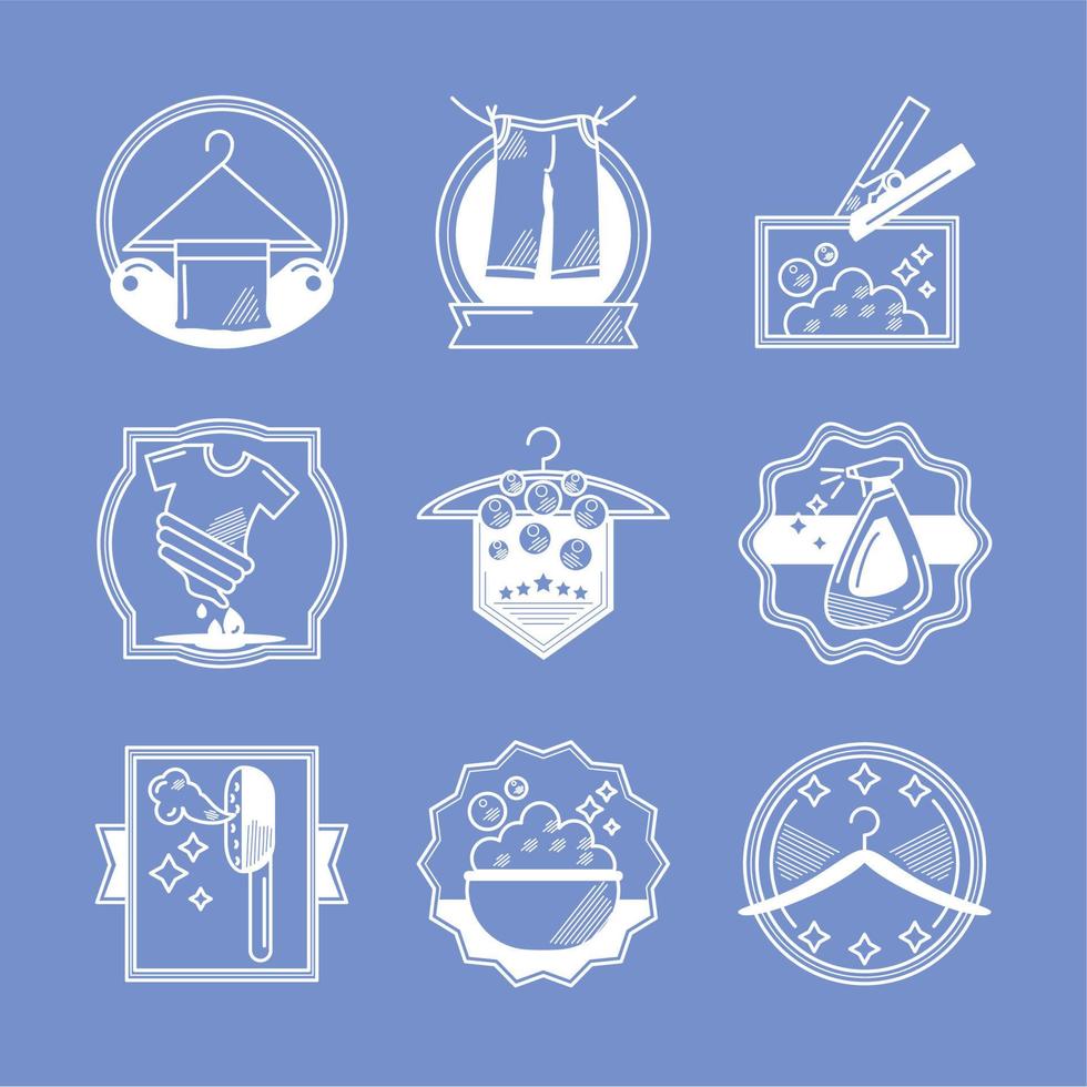 set laundry line icons vector