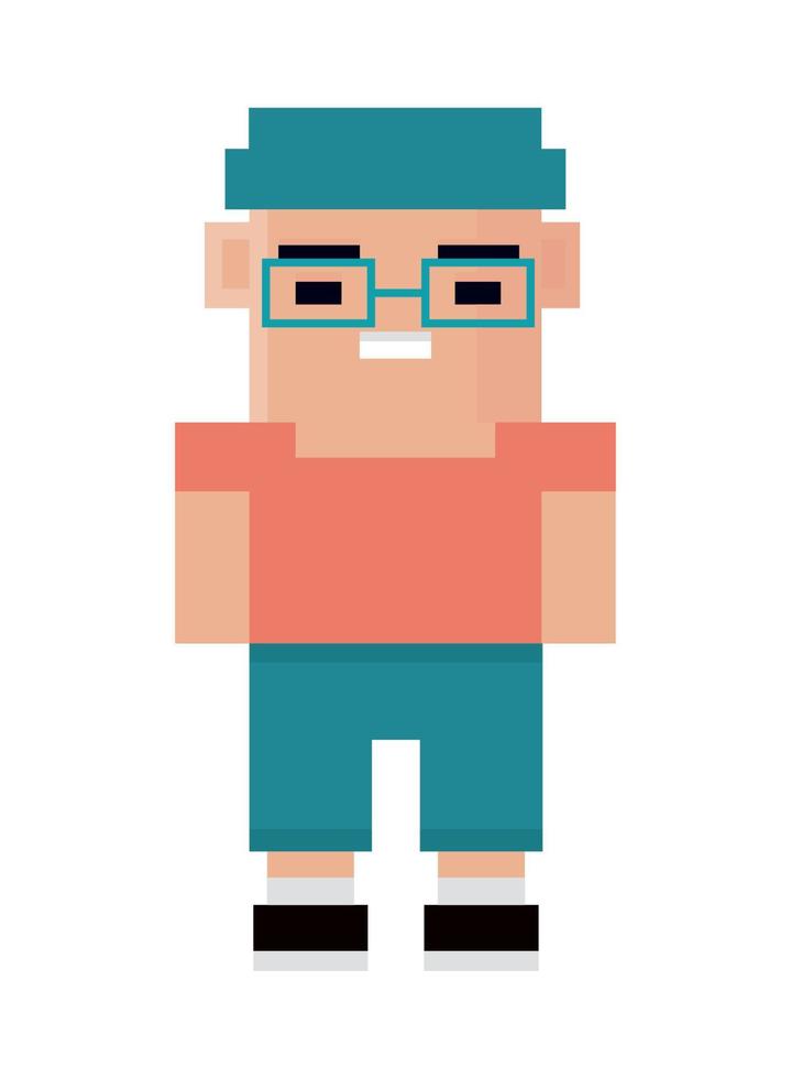boy with glasses pixel 8 bit vector