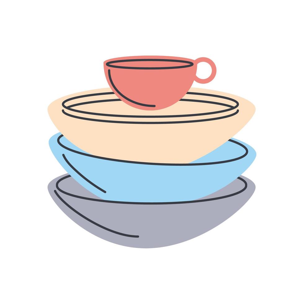 bowls and cup kitchen vector