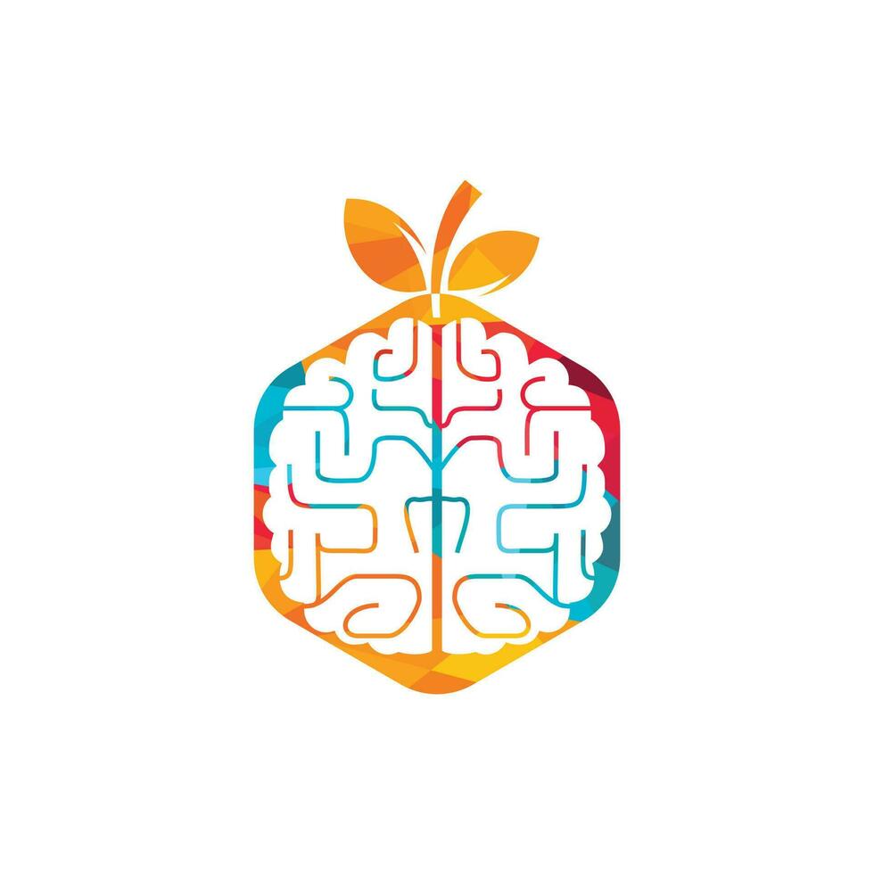 Orange brain vector logo design. Logo of a fruit style brain.