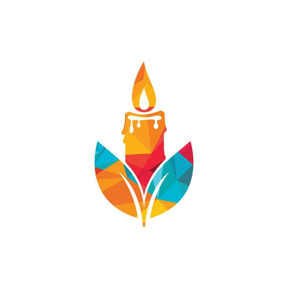 Candle leaf vector logo design. Eco candle logo design concept.