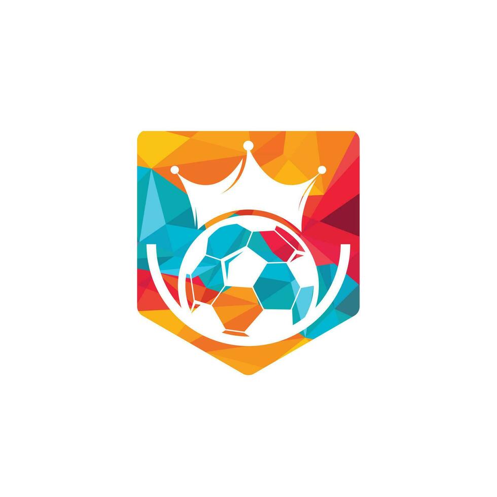 diseño del logotipo del vector del rey del fútbol. diseño de iconos de fútbol y corona.