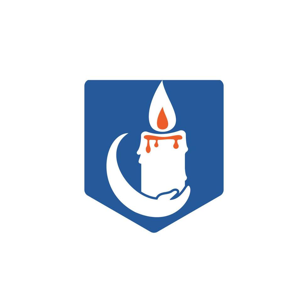 Candle light care vector logo design. Candle and hand icon design.