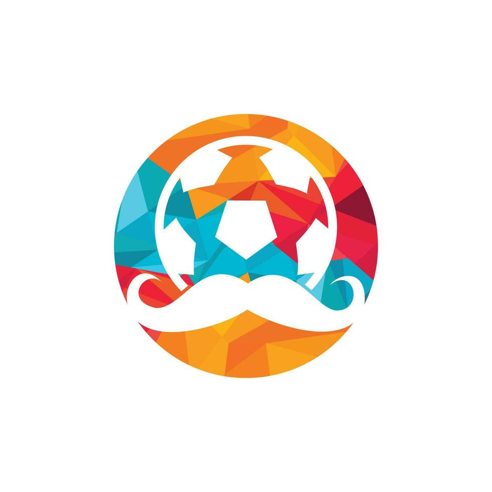 Strong soccer vector logo design. Moustache and soccer ball vector icon design.