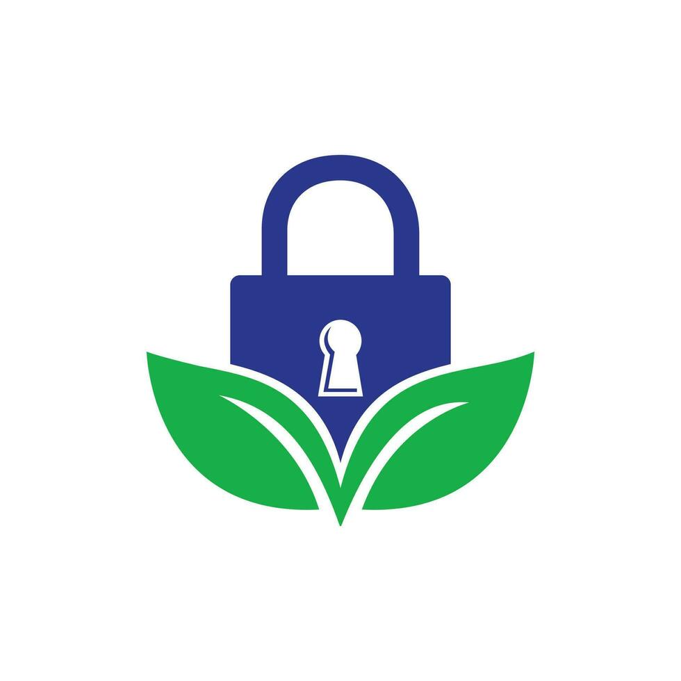 Padlock leaf vector logo design. Nature security lock logo design concept.