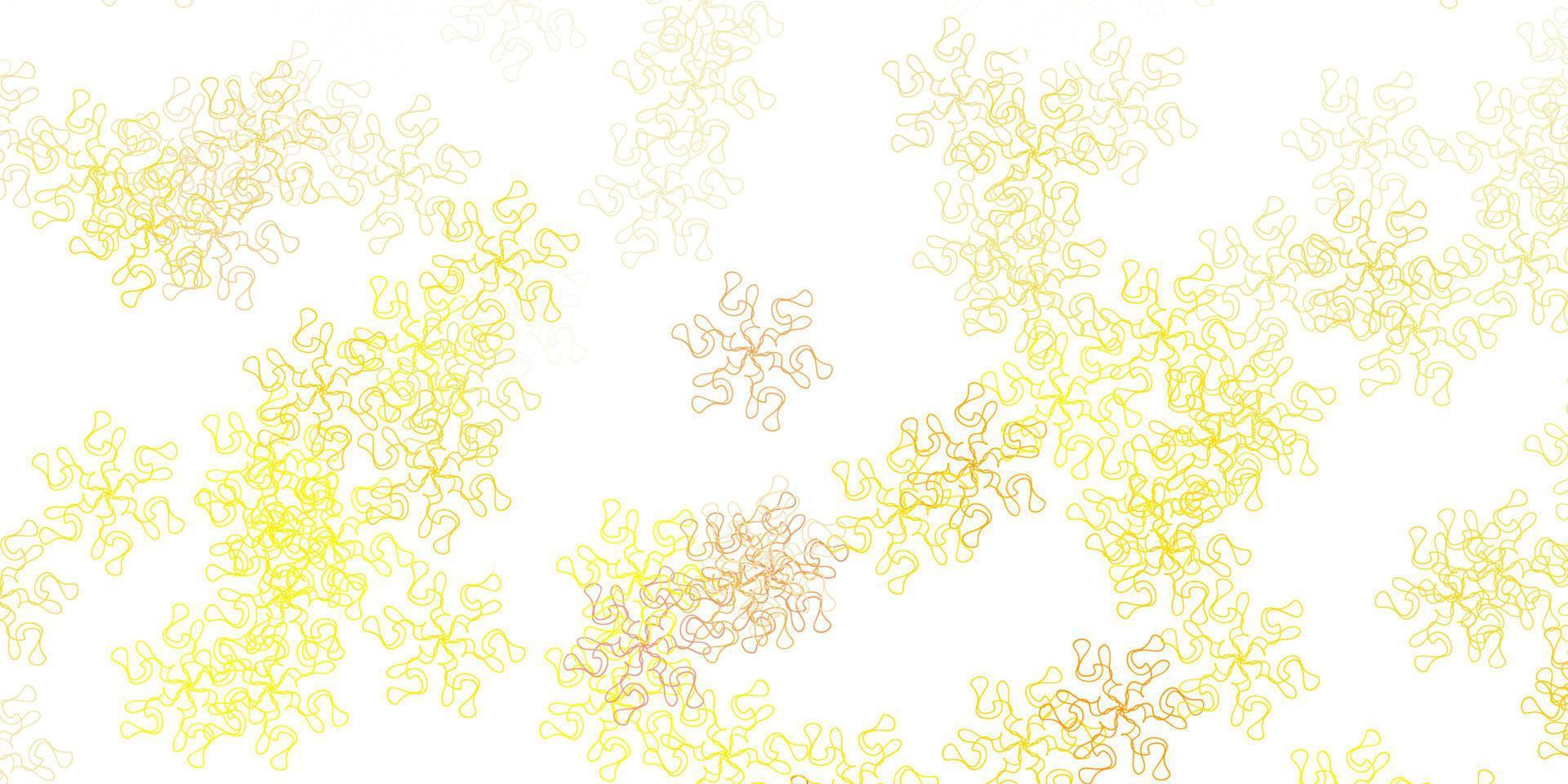 patrón de doodle de vector amarillo claro con flores.