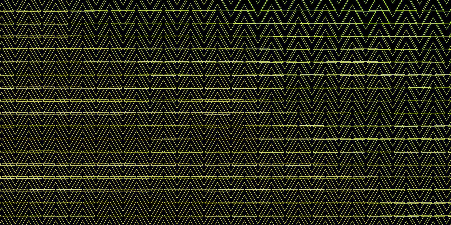 Dark Green, Yellow vector background with lines, triangles.