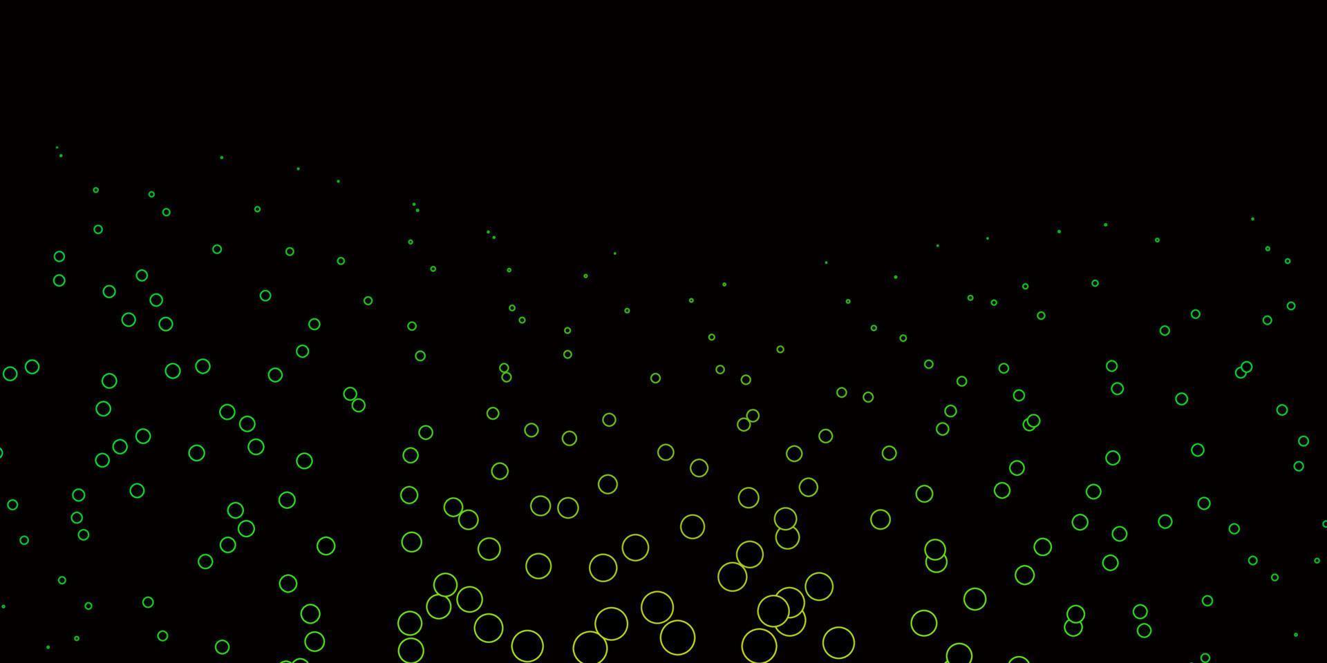 Fondo de vector verde oscuro, amarillo con burbujas.