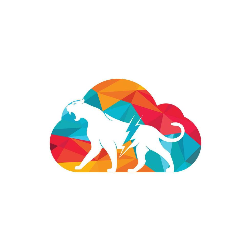 trueno de guepardo con diseño de logotipo vectorial en forma de nube. diseño vectorial del logotipo de energía eléctrica de guepardo. vector