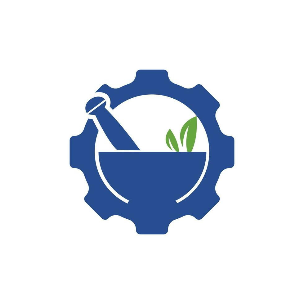 Gear pharmacy vector logo design. Mechanic health logo concept.