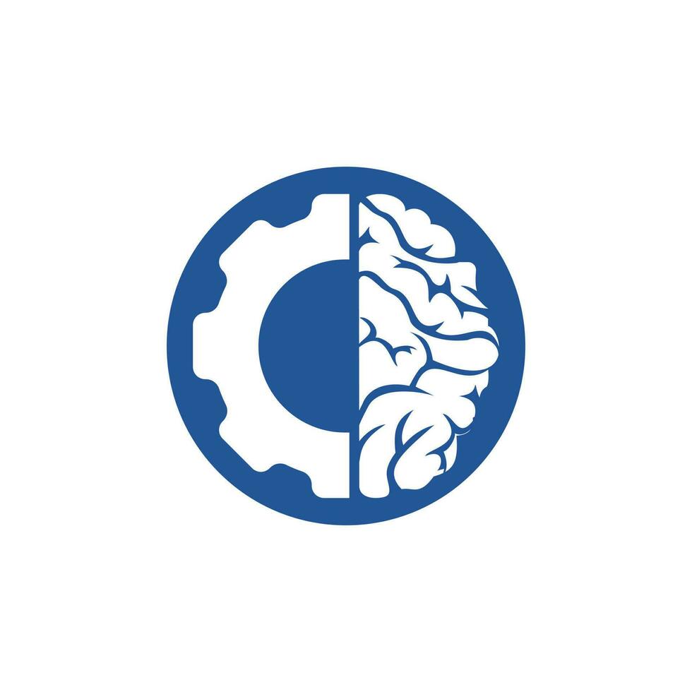 diseño del logo del engranaje y el cerebro. educación y símbolo o icono mecánico. plantilla única de diseño de logotipo científico e industrial. vector