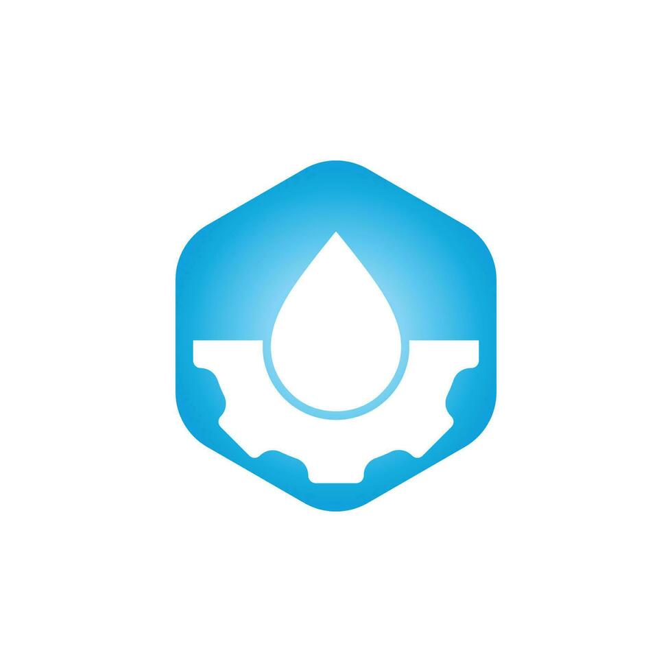 Water drop with gear logo concept design. Natural logo. Water energy logo. vector