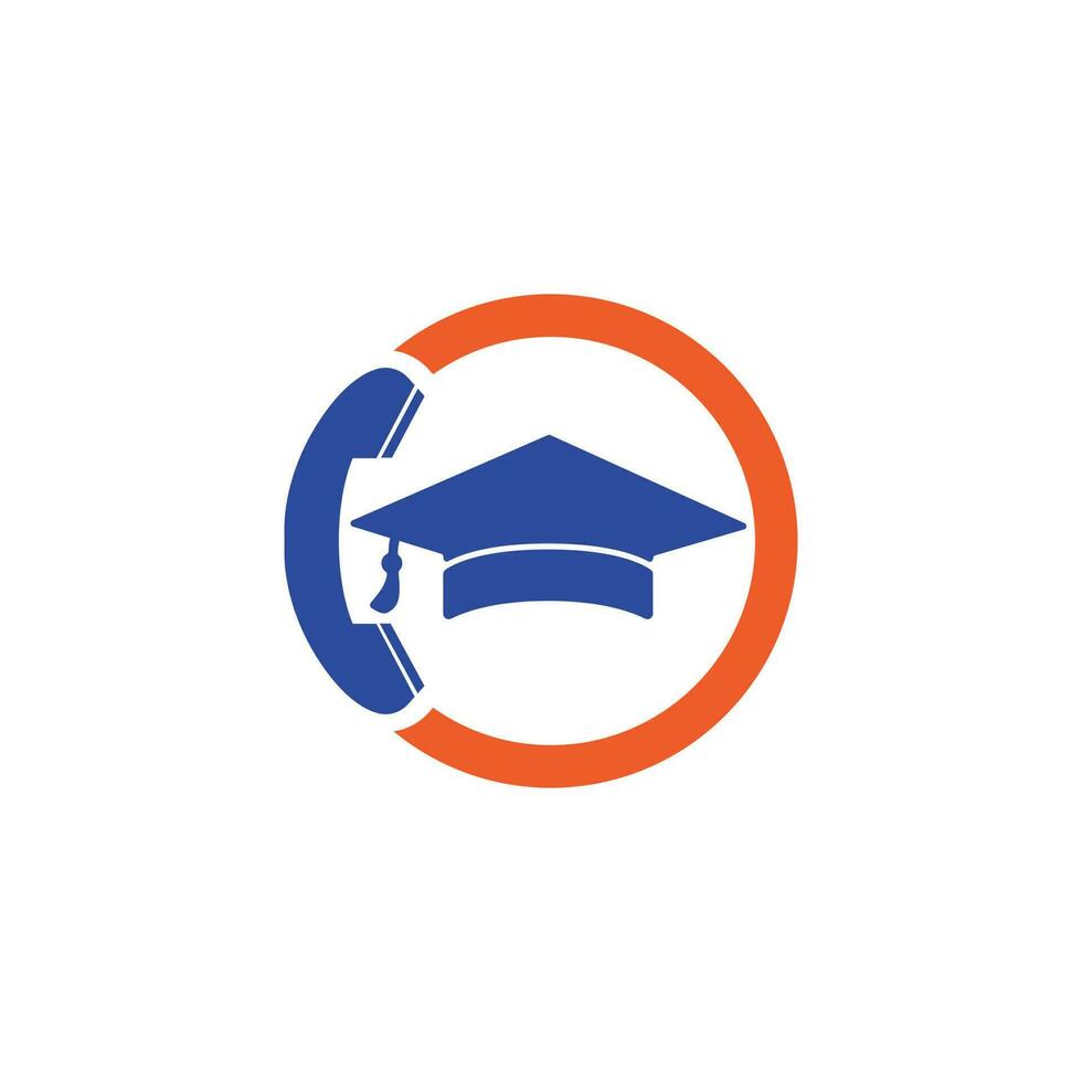 Education Call vector logo design template. Graduation cap and handset icon logo.