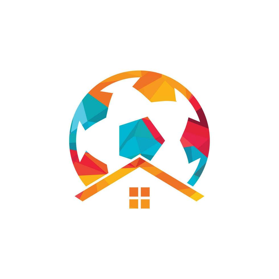 Soccer home vector logo design. Soccer place logo concept.