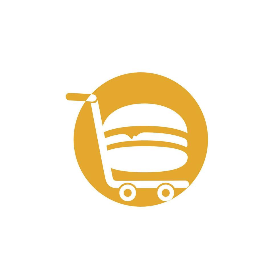 Burger and grocery trolley logo design. Burger and cart icon design. vector