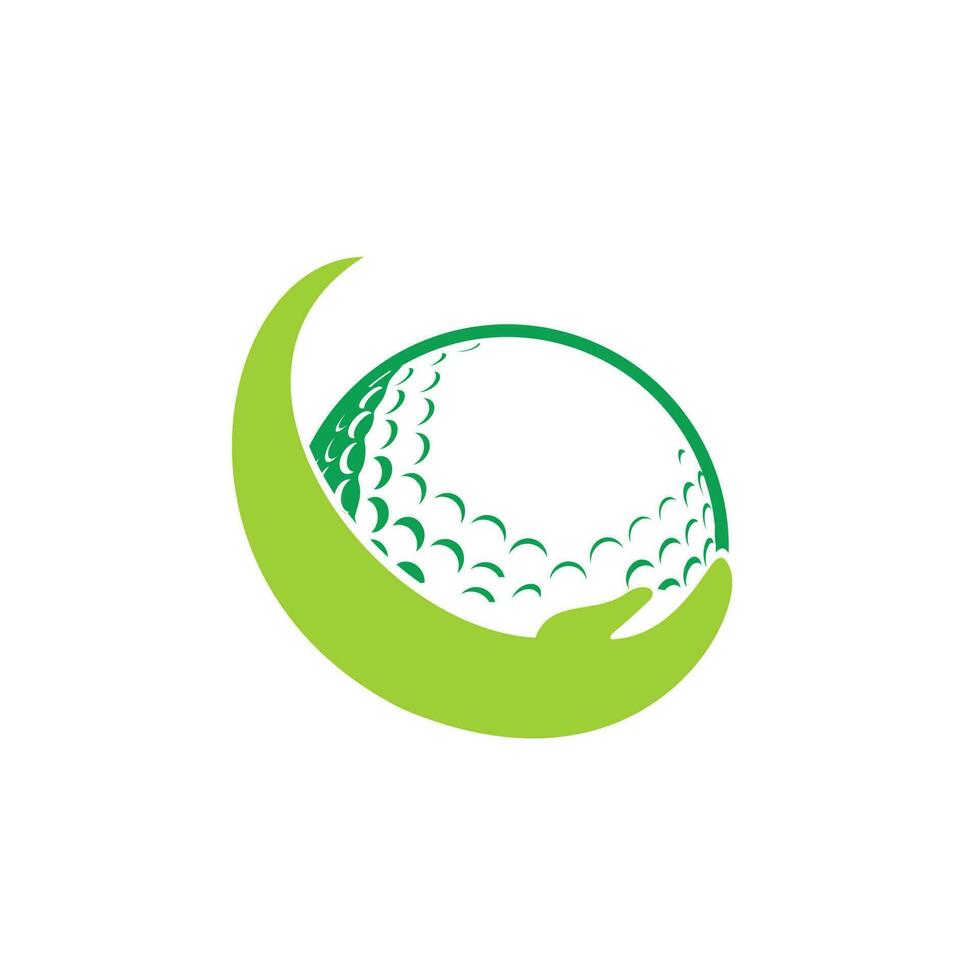 plantilla de diseño de logotipo de vector de cuidado de golf. pelota de golf y el icono de la mano.