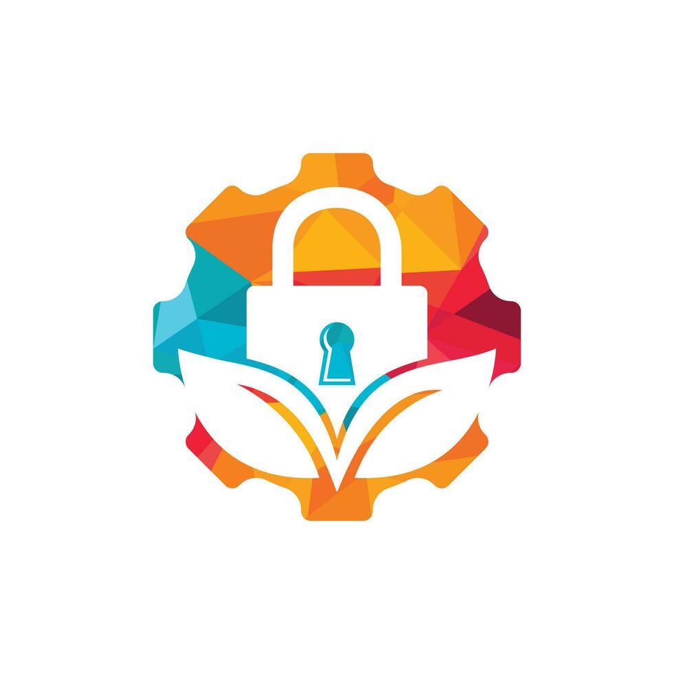 Padlock leaf vector logo design. Nature security lock logo design concept.