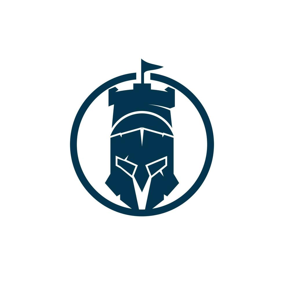 Spartan castle vector logo design template. Warrior Spartan logo design template.