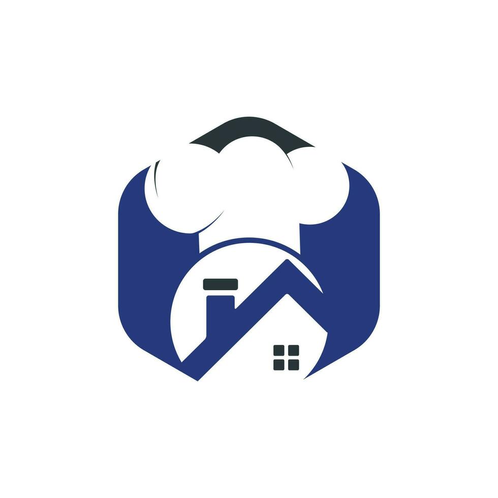 diseño del logotipo del icono del chef casero. cocinar en el diseño del logo del vector de casa.