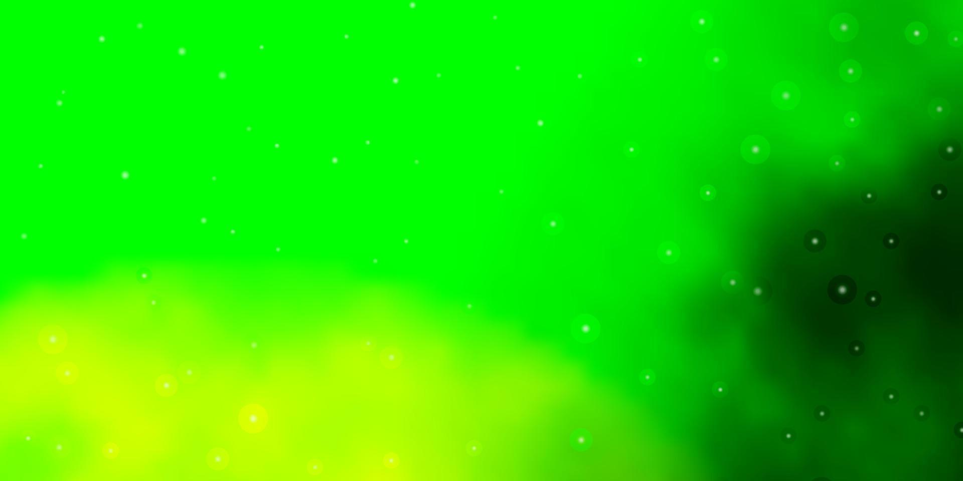 plantilla de vector verde claro con estrellas de neón.