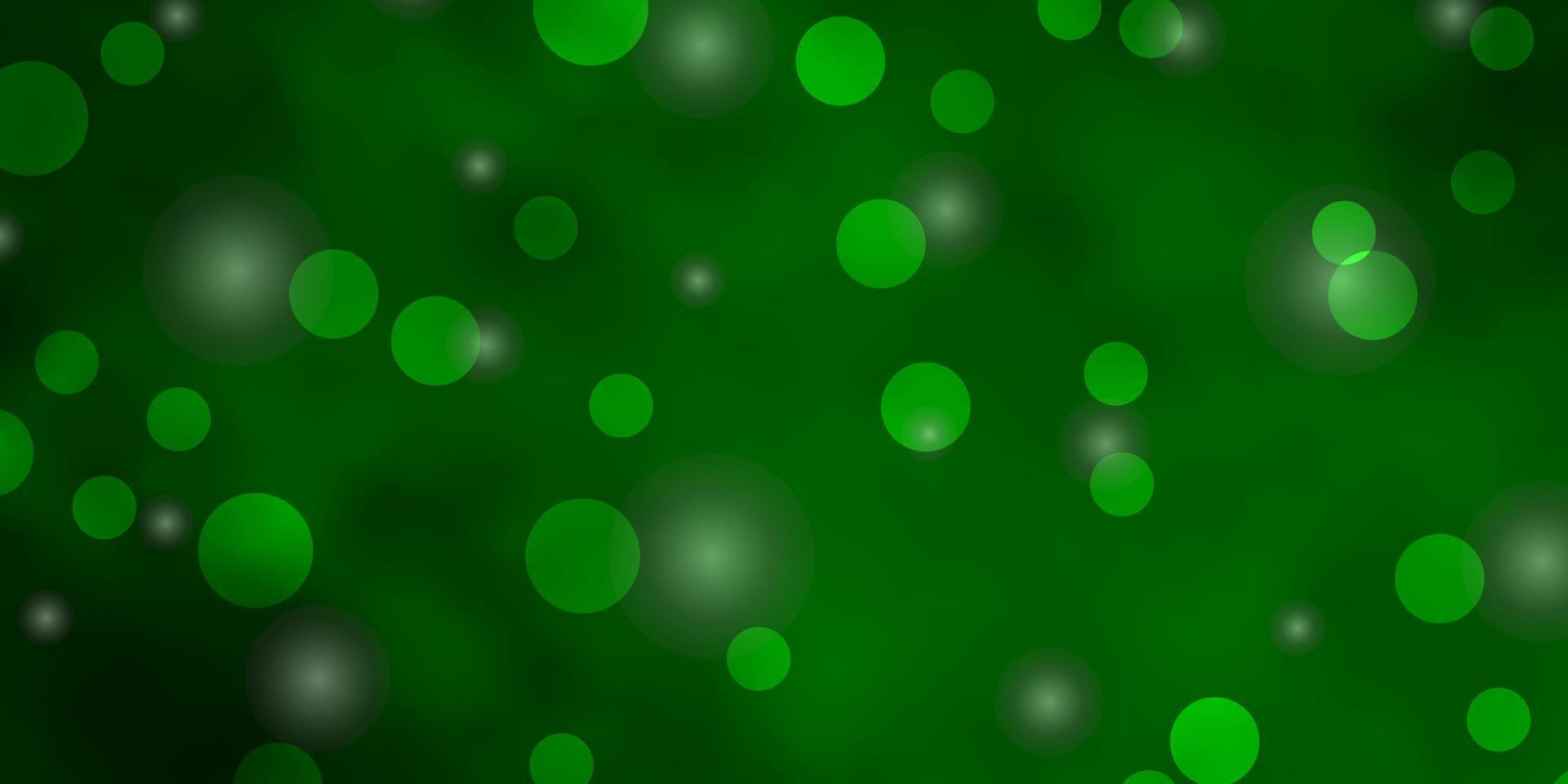 diseño de vector verde claro con círculos, estrellas.