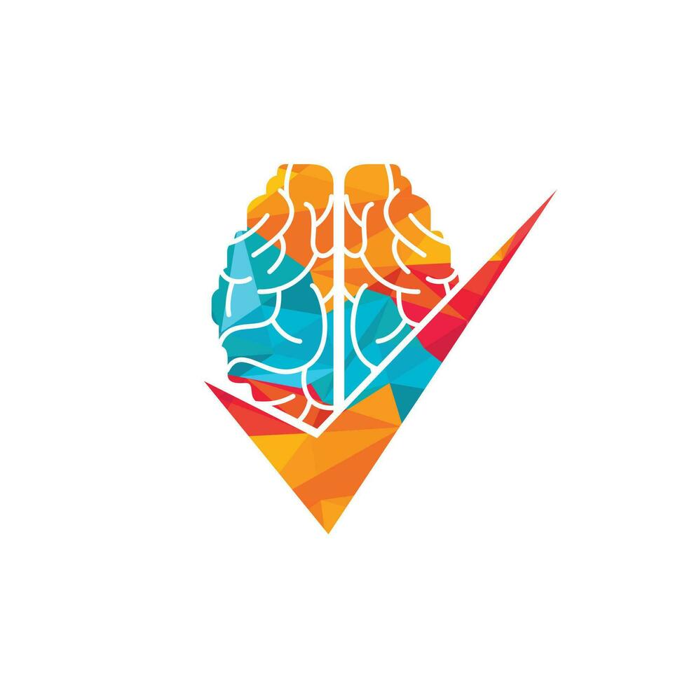 Brain check vector logo design. Brain and tick icon logo.