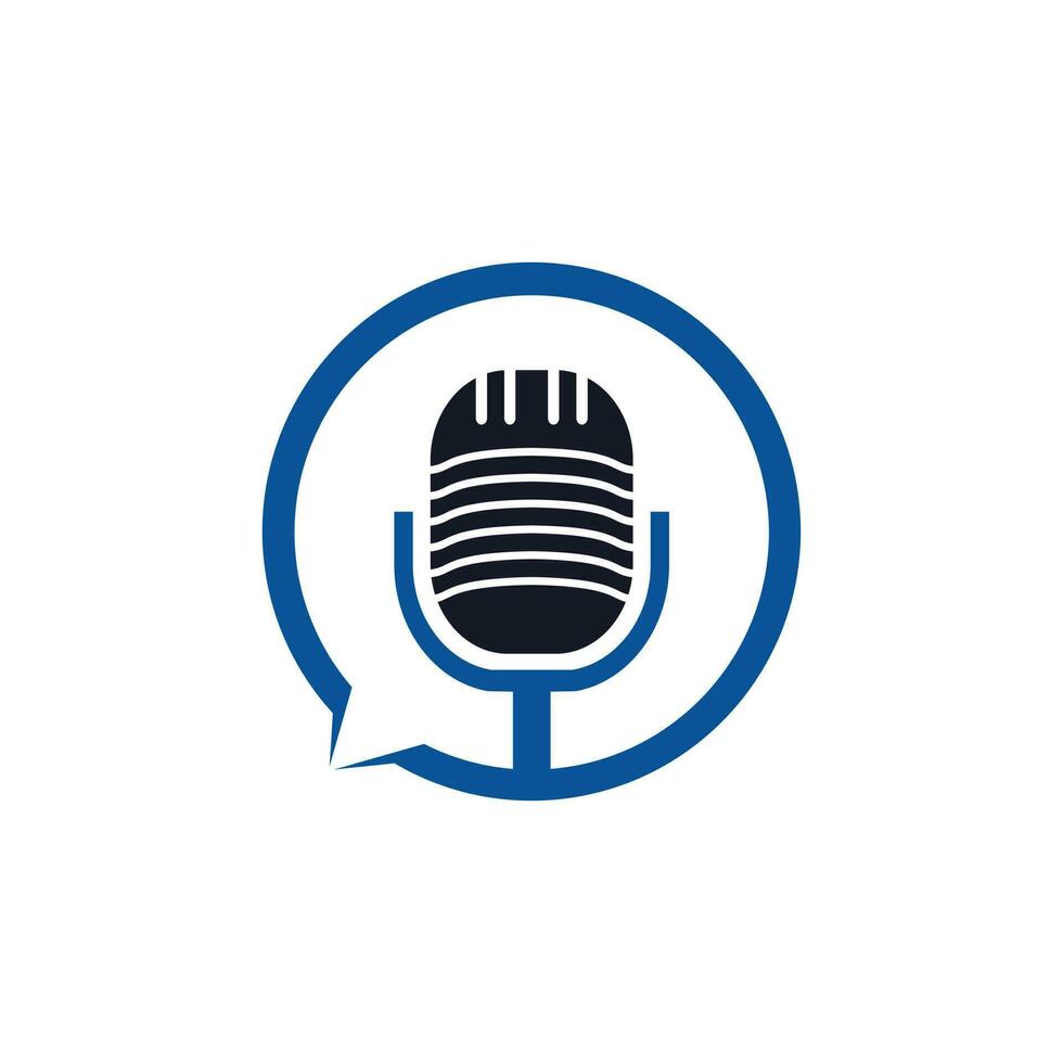 Podcast talk vector logo design. Chat logo design combined with podcast mic.