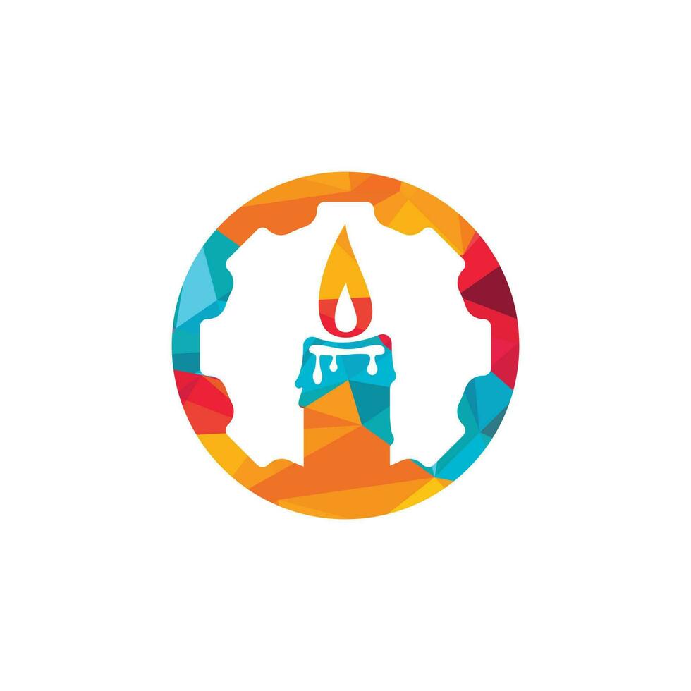 Candle gear vector logo design. Circular candle land gear logo vector design.