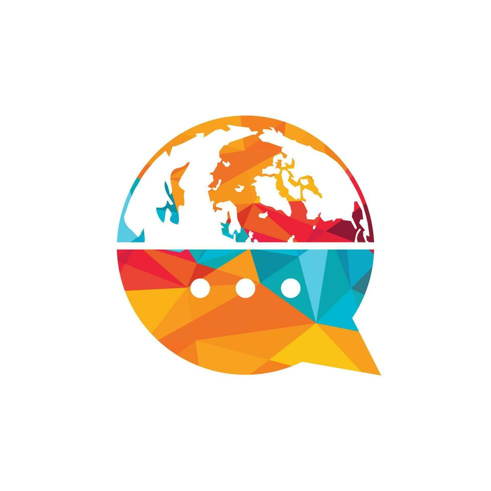 World chat vector logo design. Globe logo with bubble talk icon.