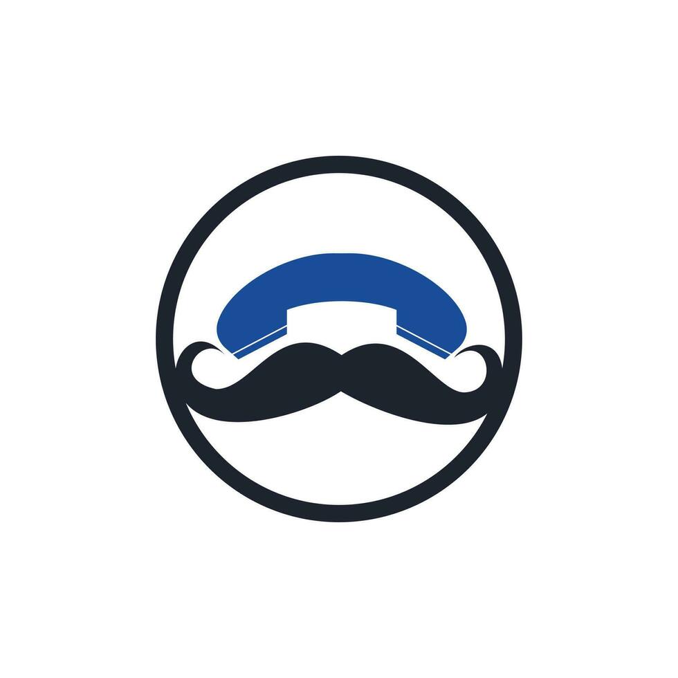 Gentleman call vector logo design template. Mustache and handset icon logo.