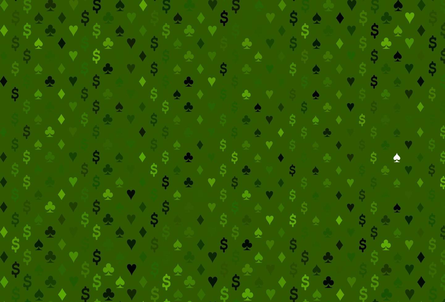 Dark green vector template with poker symbols.