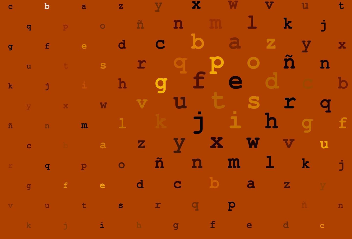 Dark orange vector template with isolated letters.