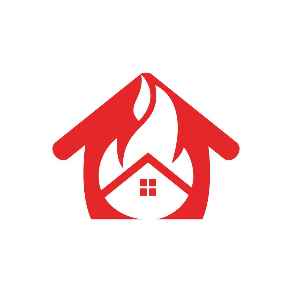 plantilla de diseño de logotipo de vector de fuego de casa. prevenir el concepto de logotipo de alarma de incendio o incendio.