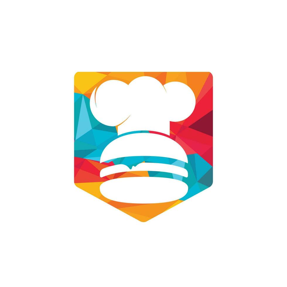 Burger chef vector logo design template. Retro fast food burger badge logo design.