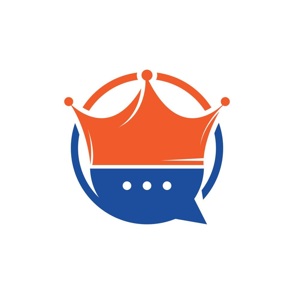 plantilla de diseño de logotipo de vector de chat rey. chatear con el diseño del icono de la corona.
